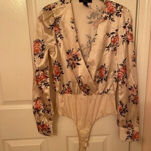 Forever 21 Cream and Pink Floral Top